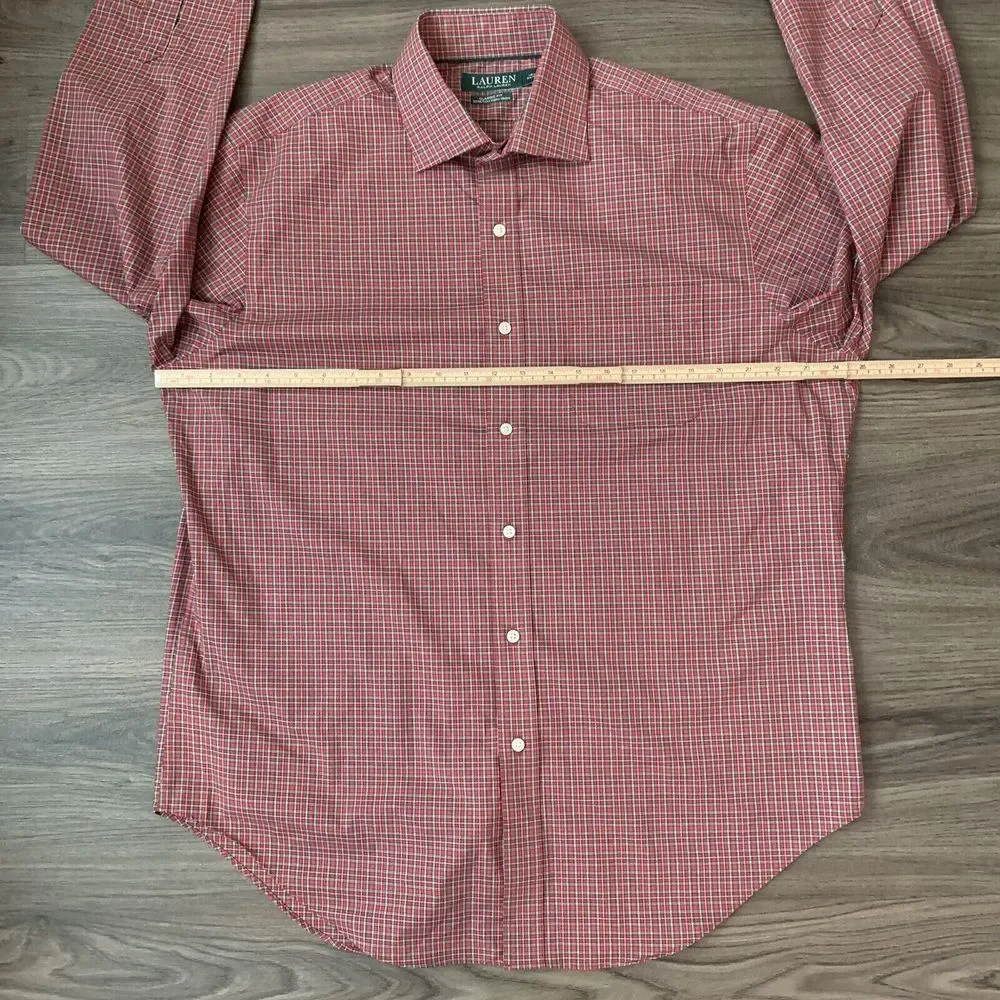 Lauren Ralph Lauren‎ Red Plaid Button Down Shirt Mens Size 16.5- 34/35 - Picture 5 of 8